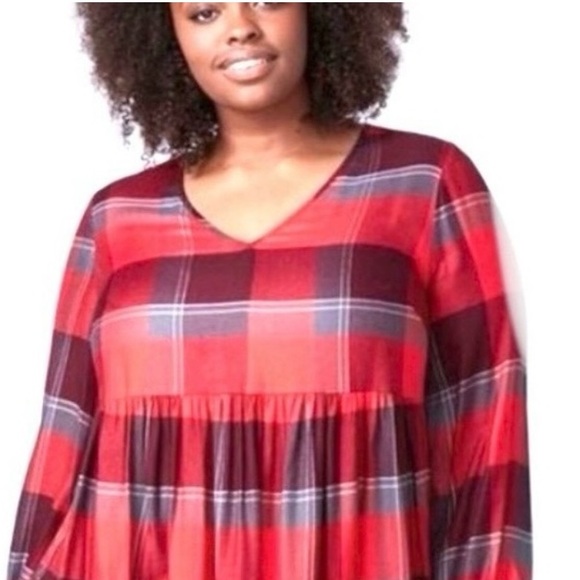 🦋LANE BRYANT Red Babydoll Flannel Top🦋 - Picture 4 of 12